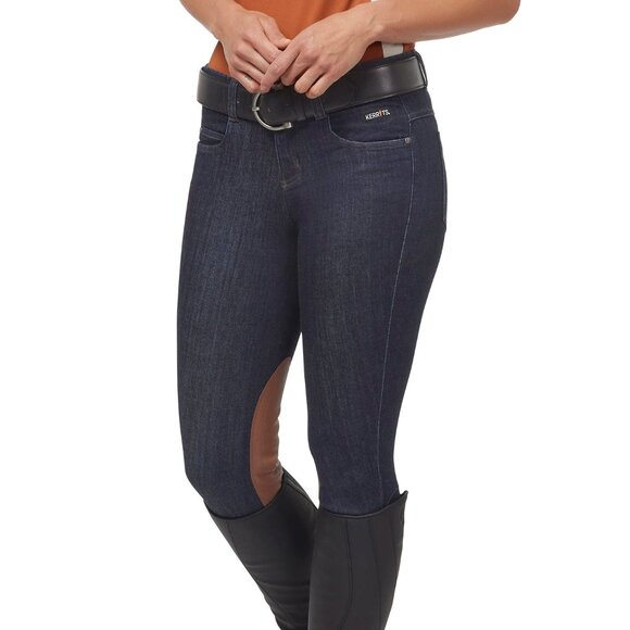 Kerrits Activewear Stretch Denim Knee Patch Riding Breech Size XLDENIM / XL - Picture 1 of 10